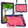 thumbnail image 1 of Allytech Case Fits for iPad Mini 6 8.3" 2021, iPad Mini 6th Gen Case for Kids, Hard PC + TPU Hybrid Shockproof 360 Rotatable Grip Handle Foldable Stand Shoulder Strap Cover with Pen Holder, Rose+Navy, 1 of 9