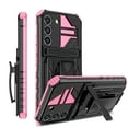 thumbnail image 1 of Allytech Case For Samsung Galaxy S22 Plus,Hybrid TPU and Soft PC 360° Metal Belt Swivel Clip and Built-In Detachable Kickstand with Slide Camera Defender Cover.For Samsung Galaxy S22 Plus,Pink, 1 of 12