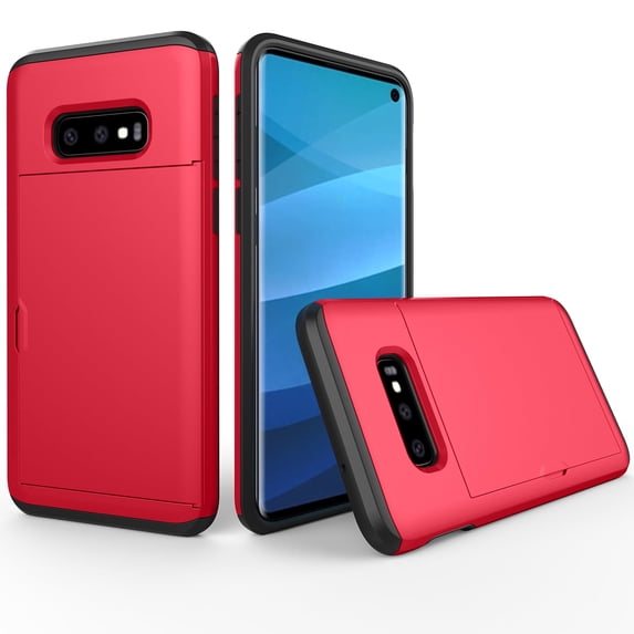 Allytech Case for Galaxy S10e Case Hybrid Galaxy S10e Wallet Case Dual Layer Protective Shell Hard PC Soft TPU Bumper Credit Cards Slot Cover for 2019 Samsung Galaxy S10e - Red