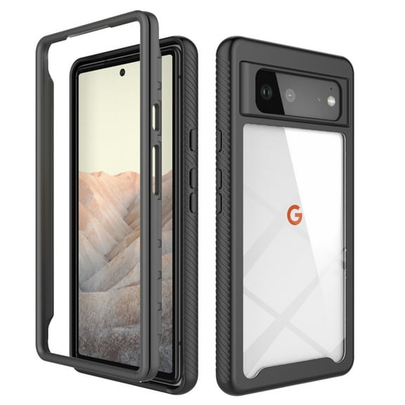 Allytech Case for Google Pixel 6 Cover [Not Fit Pixel 6 Pro], Slim Thin Flexible TPU Clear Transparent Back Shock-Absorbing Anti-Scratch PC Front Frame Case for Google Pixel 6 2021(6.4"), Black