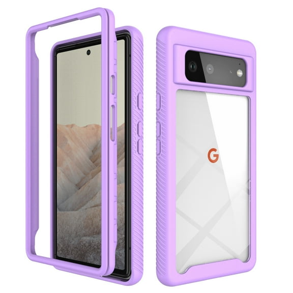 Allytech Case for Google Pixel 6 Cover [Not Fit Pixel 6 Pro], Slim Thin Flexible TPU Clear Transparent Back Shock-Absorbing Anti-Scratch PC Front Frame Case for Google Pixel 6 2021(6.4"), Lightpurple