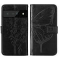 thumbnail image 1 of Allytech Case for Google Pixel 6 Pro,Shockproof Butterfly & Flower Embossed Pattern PU Leather Wallet Case with Card Slots Magnetic Flip Kickstand Phone Cover with Wrist Strap,Black, 1 of 5