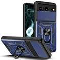 thumbnail image 1 of Allytech Case for Google Pixel 8, Google Pixel 8 Case with Slide Lens Cover, [Rotated Ring Kickstand] Heavy Duty [Military Grade Protection] Silicone Shockproof Rugged Case - Blue, 1 of 8