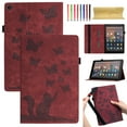 thumbnail image 1 of Allytech Case for Kindle Fire HD 10 Tablet 10.1" (9th/7th/5th Generation,2019/2017/2015) with Pen Holder & Card Pocket, Auto Sleep Wake Multi-Angle Viewing Shockproof Soft TPU Back Cover, Winered, 1 of 10