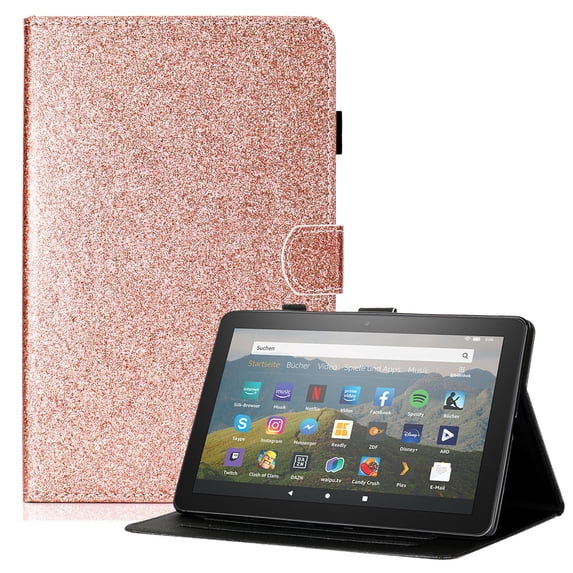 Allytech Case for Kindle Fire HD 8 2020/ Fire HD 8 Plus(10th Gen, 2020 Released), Premium PU Leather Stand Card Slots Cover with Auto Wake Sleep for Fire HD 8 Plus/Fire HD 8 inch 2020, Rosegold