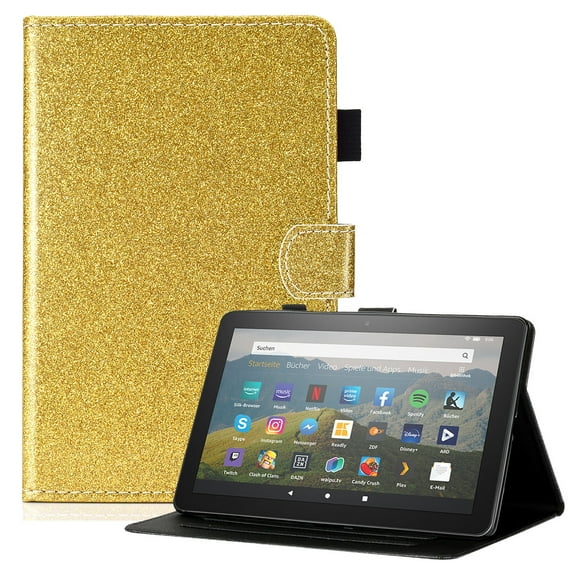 Allytech Case for Kindle Fire HD 8 2020/ Fire HD 8 Plus(10th Gen, 2020 Released), Premium PU Leather Stand Card Slots Cover with Auto Wake Sleep for Fire HD 8 Plus/Fire HD 8 inch 2020, Gold