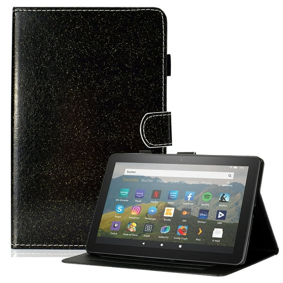 Allytech Case for Kindle Fire HD 8 2020/ Fire HD 8 Plus(10th Gen, 2020 Released), Premium PU Leather Stand Card Slots Cover with Auto Wake Sleep for Fire HD 8 Plus/Fire HD 8 inch 2020, Black