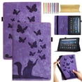 thumbnail image 1 of Allytech Case for Kindle Fire HD 8 & 8 Plus Tablet (12th Gen 2022 & 10th Gen 2020 Release) with Pen Holder & Card Pocket, Auto Sleep Wake Multi-Angle Viewing Shockproof Soft TPU Back Cover, Purple, 1 of 9