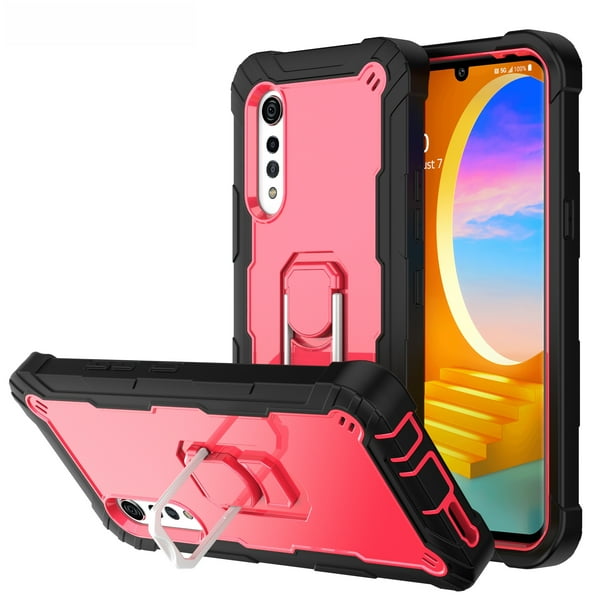 Allytech Case for LG Velvet 5G 6.8 inch Three Layer Hybrid Hard PC Soft TPU Rubber Shockproof Kickstand Heavy Duty Case for LG Velvet 5G 2020 Release LM G900 6.8 Black Rose