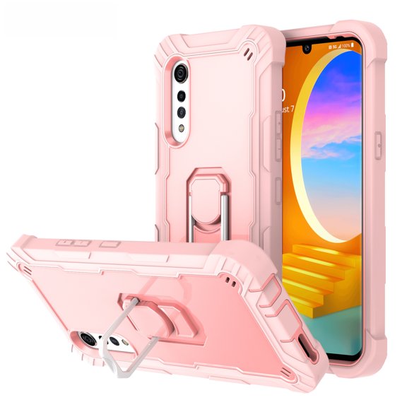 Allytech Case for LG Velvet 5G 6.8 inch, Three Layer Hybrid Hard PC Soft TPU Rubber Shockproof Kickstand Heavy Duty Case for LG Velvet 5G 2020 Release LM-G900(6.8"), Rosegold