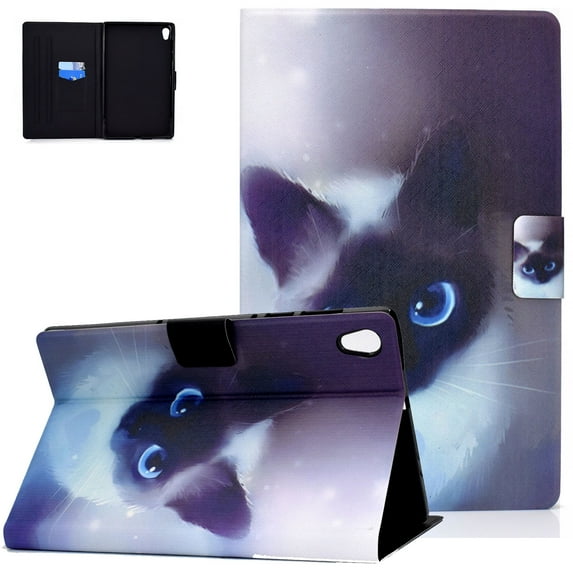 Allytech Case for Lenovo M10 HD 2nd Generation Case Model X306X/X306F, Slim Fit Colorful Pattern Shockproof Protection Auto Sleep Wake Kickstand Case for Lenovo M10 HD 2nd Gen 2020, Blue Cat