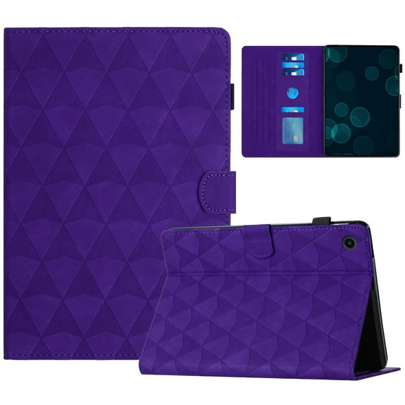 Allytech Case for Lenovo Tab M10 10.1 Inch 3rd Gen 2022, Embossed Pattern PU Leather Case with Card Slots & Pen Holder, Multi-Angle Viewing Stand Auto Sleep Wake Shockproof Flip Case, Purple