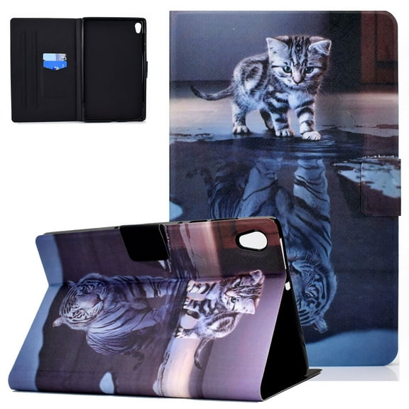 Allytech Case for Lenovo Tab M10 HD 2nd Gen 10.1 Inch 2020 Case Premium PU Leather Folio Stand Cover with Pen Holder Card Pocket for Lenovo Tab M10 HD 2nd Gen 10.1" TB-X306F / TB-X306X,Tiger Cat