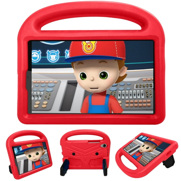 Allytech Case for Lenovo Tab M8 8-inch TB-8705F/ TB-8505F, Lightweight Soft EVA Rubber Kids Friendly Shockproof Full Protection Drop Proof Kickstand Handle Stand Case Cover, Red
