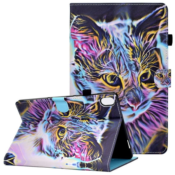 Allytech Case for Lenovo Tab P11 11" 2020(Model TB-J606F/TB-J606X), Flip Folio PU Leather Multi-Angle Viewing Stand Auto Sleep Wake Wallet Case with Pen Slot for Lenovo Tab P11 J606F, Colorful Cat