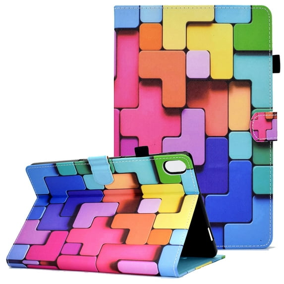 Allytech Case for Lenovo Tab P11 11" 2020(Model TB-J606F/TB-J606X), Flip Folio PU Leather Multi-Angle Viewing Stand Auto Sleep Wake Wallet Case with Pen Slot for Lenovo Tab P11 J606F, Rainbow Cube