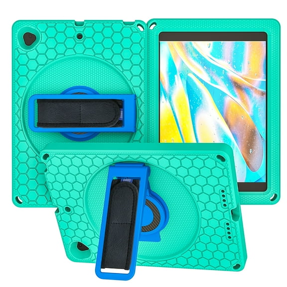 Allytech Case for New iPad 10.2 inch, Heavy Duty Shockproof Rugged Case with Shoulder Strap, Kickstand, Hand Strap, Protective Shell for iPad 9th/8th/7th Gen 2021/2020/2019, Mint