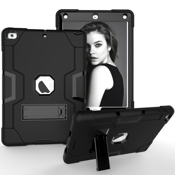 Allytech Case for New iPad 9.7 2018 2017,iPad 6th/5th Generation Case,Three Layer Shockproof Armor Defender Protective Case Cover for Apple iPad 9.7 2017/2018 A1893 A1954 A1822 A1823 (Black/Black)