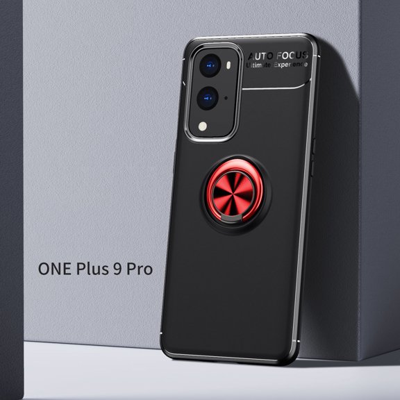 Allytech Case for One Plus 9 Pro 2021 Released, Build with Kickstand Compatible with Car Braket Flexible TPU Slim Shell Shockproof Protection Case Cover for One Plus 9 Pro, Black/Red