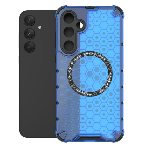 Allytech Case for Samsung Galaxy A16 5G, Non-Yellowing Anti-Scratch Slim Thin Translucent Honeycomb Heat Dissipation Dual-Layer Drop Protection Bumper Case Cover Compatible with MagSafe, Blue