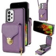 thumbnail image 1 of Allytech Case for Samsung Galaxy A53 5G, [Large Capacity] Wallet Case with Card Slots & Zipper Pocket, Premium PU Leather Metal Snap Kickstand Shockproof Case with Shoulder Strap, Purple, 1 of 8