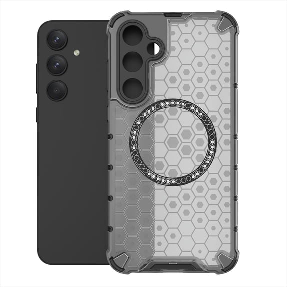 Allytech Case for Samsung Galaxy A55, Non-Yellowing Anti-Scratch Slim Thin Translucent Honeycomb Heat Dissipation Dual-Layer Drop Protection Bumper Case Cover Compatible with MagSafe, Black