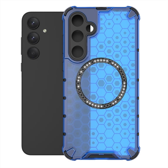 Allytech Case for Samsung Galaxy A55, Non-Yellowing Anti-Scratch Slim Thin Translucent Honeycomb Heat Dissipation Dual-Layer Drop Protection Bumper Case Cover Compatible with MagSafe, Blue