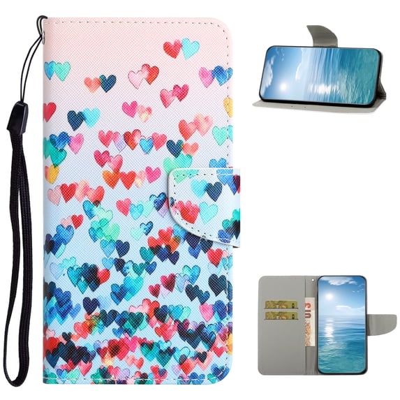 Allytech Case for Samsung Galaxy S20 5G 6.2", Flip Kickstand PU Leather Credit Card Slots Wrist Strap Magnetic Closure Case with Hand Strap for Galaxy S20 2020, Love