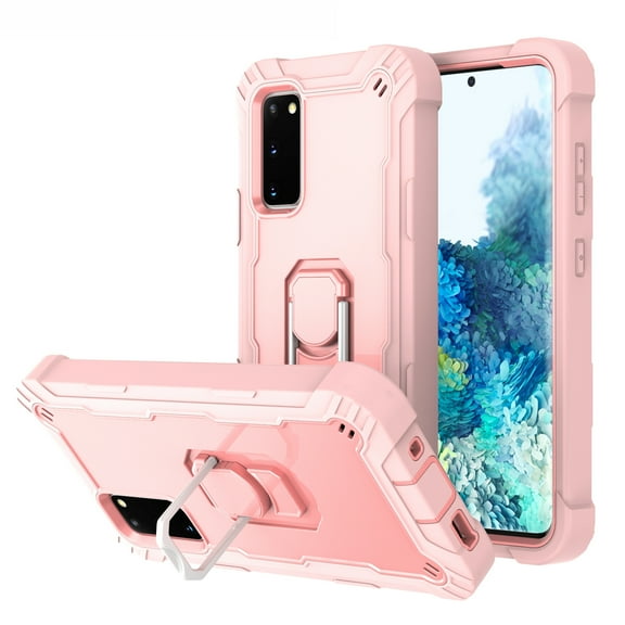 Allytech Case for Samsung Galaxy S20FE 5G 6.5 inch, Three Layer Hybrid Hard PC Soft TPU Rubber Shockproof Kickstand Heavy Duty Case for Galaxy S20 FE 5G 2020 Release(6.5"), Rosegold