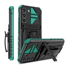Allytech Case For Samsung Galaxy S22 Plus,Hybrid TPU and Soft PC 360° Metal Belt Swivel Clip and Built-In Detachable Kickstand with Slide Camera Defender Cover.For Samsung Galaxy S22 Plus,Darkgreen