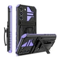 thumbnail image 1 of Allytech Case For Samsung Galaxy S22 Plus,Hybrid TPU and Soft PC 360° Metal Belt Swivel Clip and Built-In Detachable Kickstand with Slide Camera Defender Cover.For Samsung Galaxy S22 Plus,Purple, 1 of 12