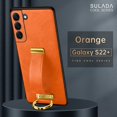 thumbnail image 1 of Allytech Case for Samsung Galaxy S22 Plus with Wristband & Ring Holder, Luxury PU Leather Screen Lens Protection Shockproof Anti-Scratch Slim Cover Case for Women Men - Orange, 1 of 6