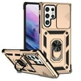 thumbnail image 1 of Allytech Case for Samsung Galaxy S22 Ultra 5G 2022, Ring Holder Magnetic Kickstand Dual Layer Cover with PC Back Slide Camera Lens Window Case for Galaxy S22 Ultra 6.8" 5G 2022 Released, Gold, 1 of 8