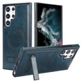 thumbnail image 1 of Allytech Case for Samsung Galaxy S22 Ultra, Hidden Kickstand PU Leather [Compatible with MagSafe] Case, [Anti-Drop & Shockproof] Ultra Slim Retro Protective Case for Women Men - Blue, 1 of 8