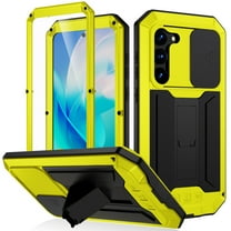Allytech Case for Samsung Galaxy S23 5G, Built-in Screen Protector Slide Camera Cover Kickstand Full Body Protection Heavy Duty Rugged Dust Proof Case for Samsung S23, Yellow