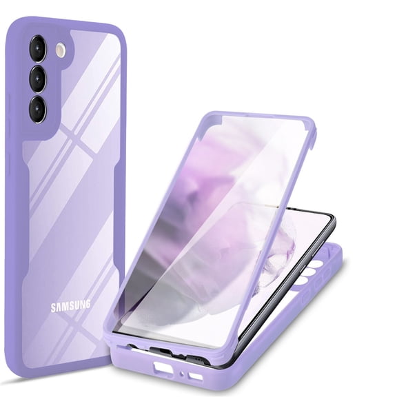 Allytech Case for Samsung Galaxy S23 6.1 inch 5G (2023), Built-in Screen Protector Full Body Protective Dual-Layer Rugged Clear TPU Back Cover with Silicone Bumper Case for Galaxy S23, Purple