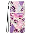 thumbnail image 1 of Allytech Case for Samsung Galaxy S23+ 6.6" 2023, Premium PU Leather Anti-Scratch Hands Free Kickstand Hand Strap Credit Card Slots Case for Galaxy S23 Plus 5G, Purple Floral Marble, 1 of 6