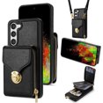 thumbnail image 1 of Allytech Case for Samsung Galaxy S23, [Large Capacity] Wallet Case with Card Slots & Zipper Pocket, Premium PU Leather Metal Snap Kickstand Shockproof Case with Shoulder Strap, Black, 1 of 8