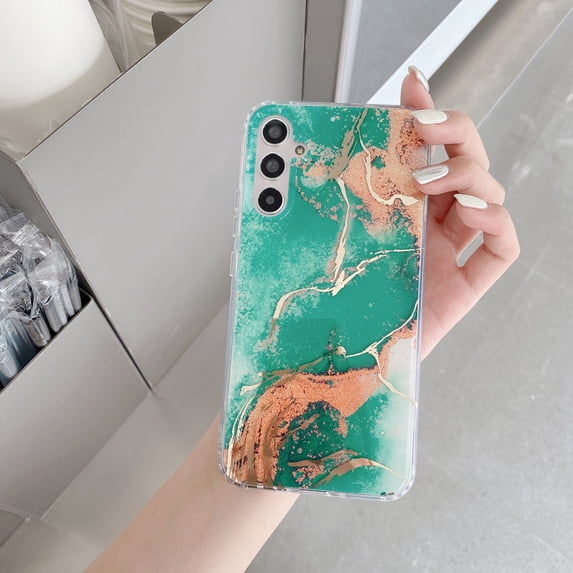 Allytech Case for Samsung Galaxy S24 with Marble Pattern, Stylish Ultra Slim Lightweight Shockproof Anti-Scratch Case for Women Girls, Soft TPU Bumper PC Back Cover, D
