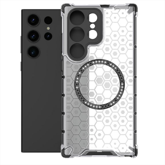 Allytech Case for Samsung Galaxy S24 Ultra, Non-Yellowing Anti-Scratch Slim Thin Translucent Honeycomb Heat Dissipation Dual-Layer Drop Protection Bumper Case Cover Compatible with MagSafe, White