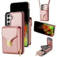 thumbnail image 1 of Allytech Case for Samsung Galaxy S25, [Large Capacity] Wallet Case with Card Slots & Zipper Pocket, Premium PU Leather Metal Snap Kickstand Shockproof Case with Shoulder Strap, Rosegold, 1 of 7