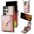 thumbnail image 1 of Allytech Case for Samsung Galaxy S25 Ultra, [Large Capacity] Wallet Case with Card Slots & Zipper Pocket, Premium PU Leather Metal Snap Kickstand Shockproof Case with Shoulder Strap, Rosegold, 1 of 8