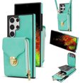 thumbnail image 1 of Allytech Case for Samsung Galaxy S25 Ultra, [Large Capacity] Wallet Case with Card Slots & Zipper Pocket, Premium PU Leather Metal Snap Kickstand Shockproof Case with Shoulder Strap, Mint, 1 of 8