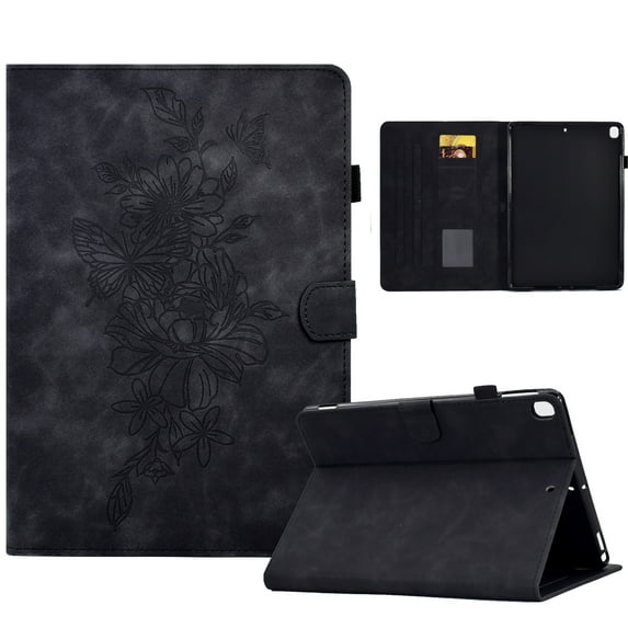 Allytech Case for Samsung Galaxy Tab A 10.1 inch 2019 Model (SM-T510/ SM-T515), Card Slots Pen Holder Magnetic Snap Flip Stand PU Leather Shockproof Protective Case, Black