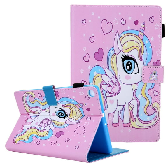 Allytech Case for Samsung Galaxy Tab A7 10.4" 2020 Released, Slim Shell PU Leather Folip Flip Multi Angle Viewing Stand Auto Sleep Wake Protection Cover Case with Cards Holder, Colorful Unicorn