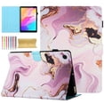thumbnail image 1 of Allytech Case for Samsung Galaxy Tab A9 8.7 Inch 2023 (SM-X110 / SM-X115) with Pen Holder & Card Slots, Multi-Angle Viewing Stand PU Leather Auto Sleep Wake Shockproof Flip Case, Gold Pink Marble, 1 of 9