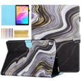 thumbnail image 1 of Allytech Case for Samsung Galaxy Tab S6 Lite 10.4" 2020 Model (SM-P610/P615) with Pen Holder & Card Slots, Multi-Angle Viewing Stand PU Leather Auto Sleep Wake Shockproof Flip Case, Black Gold Marble, 1 of 9