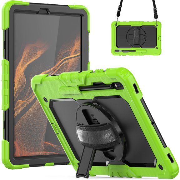 Allytech Case for Samsung Galaxy Tab S8 Plus/S8+ 12.4" (2022) / S7 FE 5G (2021) / S7 Plus (2020) 12.4 inch Heavy Duty Case With Screen Protector&360 Degree Swivel Kickstand & Hand Shoulder Strap