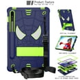 thumbnail image 1 of Allytech Case for Samsung Galaxy Tab S9/S8/S7 11 inch 2023/2022/2020, Rugged Case with Hidden Kickstand & Adjustable Shoulder Strap, Thickned Silicon Edges Shockproof Case - Blue+Green, 1 of 6