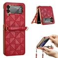 thumbnail image 1 of Allytech Case for Samsung Galaxy Z Flip 3 2021(5G), Galaxy Z Flip3 Cover with Detachable Lanyard Chain, Slim Luxury PU Leather Non-Slip Hard PC Frame Shockproof Case for Samsung Z Flip 2021, Red, 1 of 9